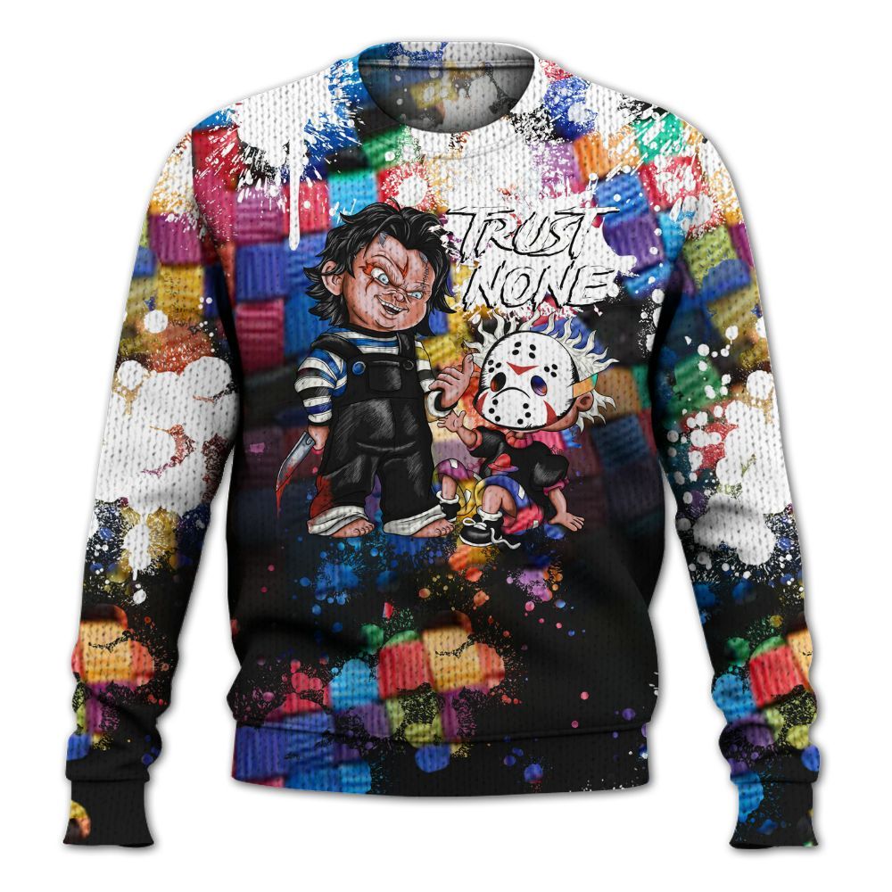 Knitted Sweater To Match Air Rainbow Weave - Trust No One Scary