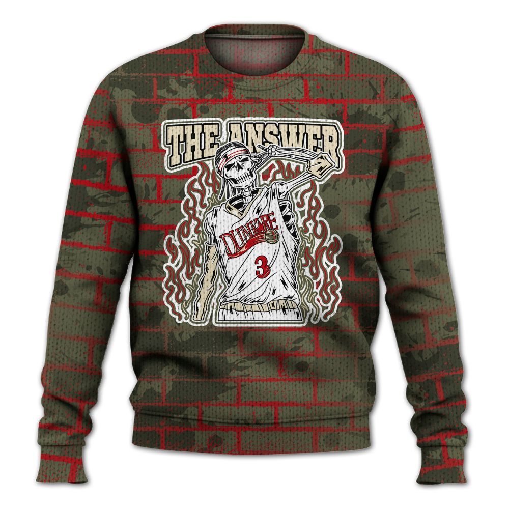 Knitted Sweater To Match Travis Scott Low OG Medium Olive 1s - Allen Answer Skeleton Brick