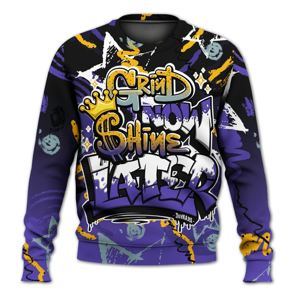 Sweatshirt To Match Imperial Purple 4s - Grind Shine Later Drip All Over Print