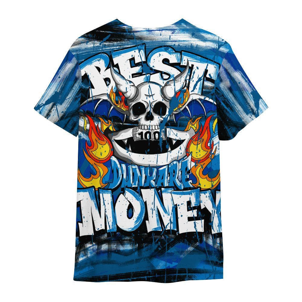 Shirt To Match Industrial Blue 4s - Money Skull Smile Fire Military Blue 4s All Over Print