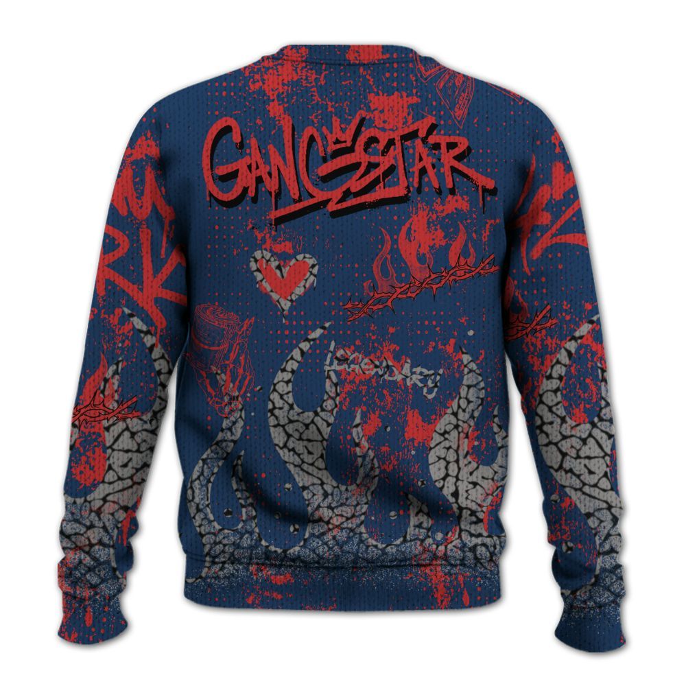 Knitted Sweater To Match SP Sport Royal 3s - Lucky Money Paid In Full Graffiti