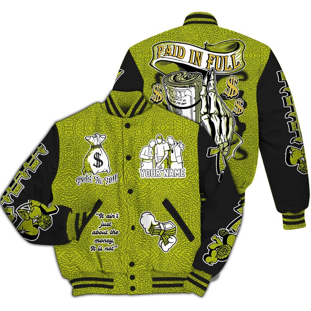 Varsity Jacket To Match Dunk Low QS Halloween Skull - Paid In Full Baseball Varsity Jacket Custom Name All Over Print