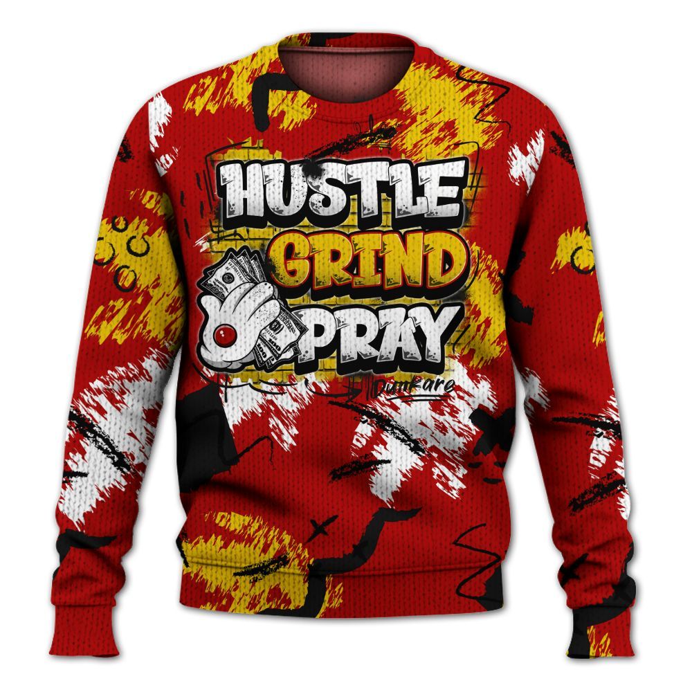 Sweater To Match Low Lucky Cat 1s - Hustle Grind Pray Graphic Street Style Graphic