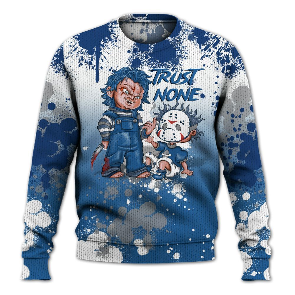 Knitted Sweater To Match French Blue 13s - Trust No One Scary