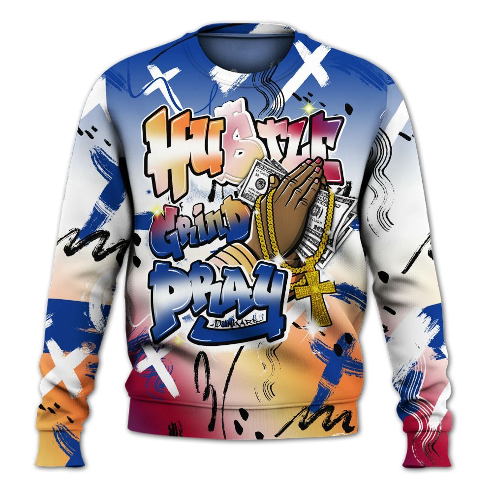 Sweatshirt To Match Air Griffey Max Los Angeles 1s - Money Hustle Grind Pray All Over Print
