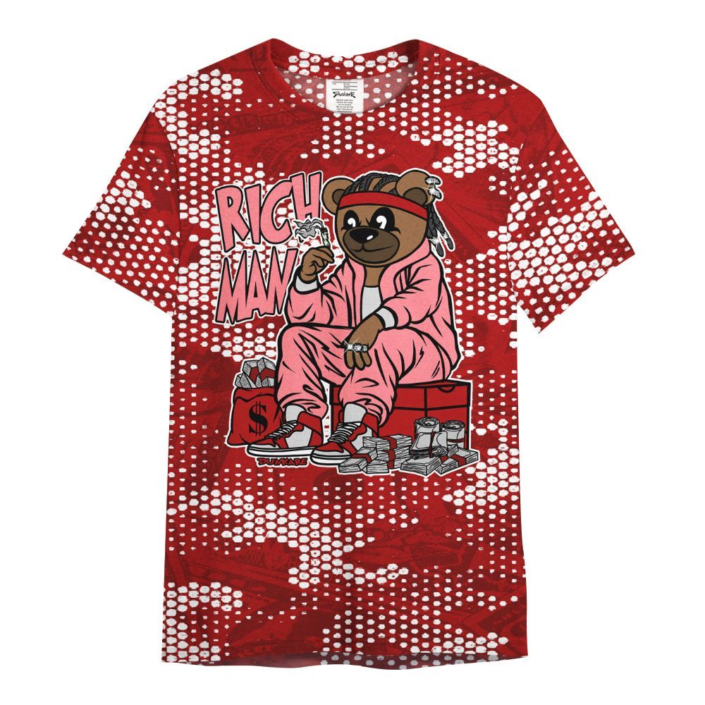Shirt To Match Red Taxi 12s - Rich Man Bear Banknotes Art All Over Print