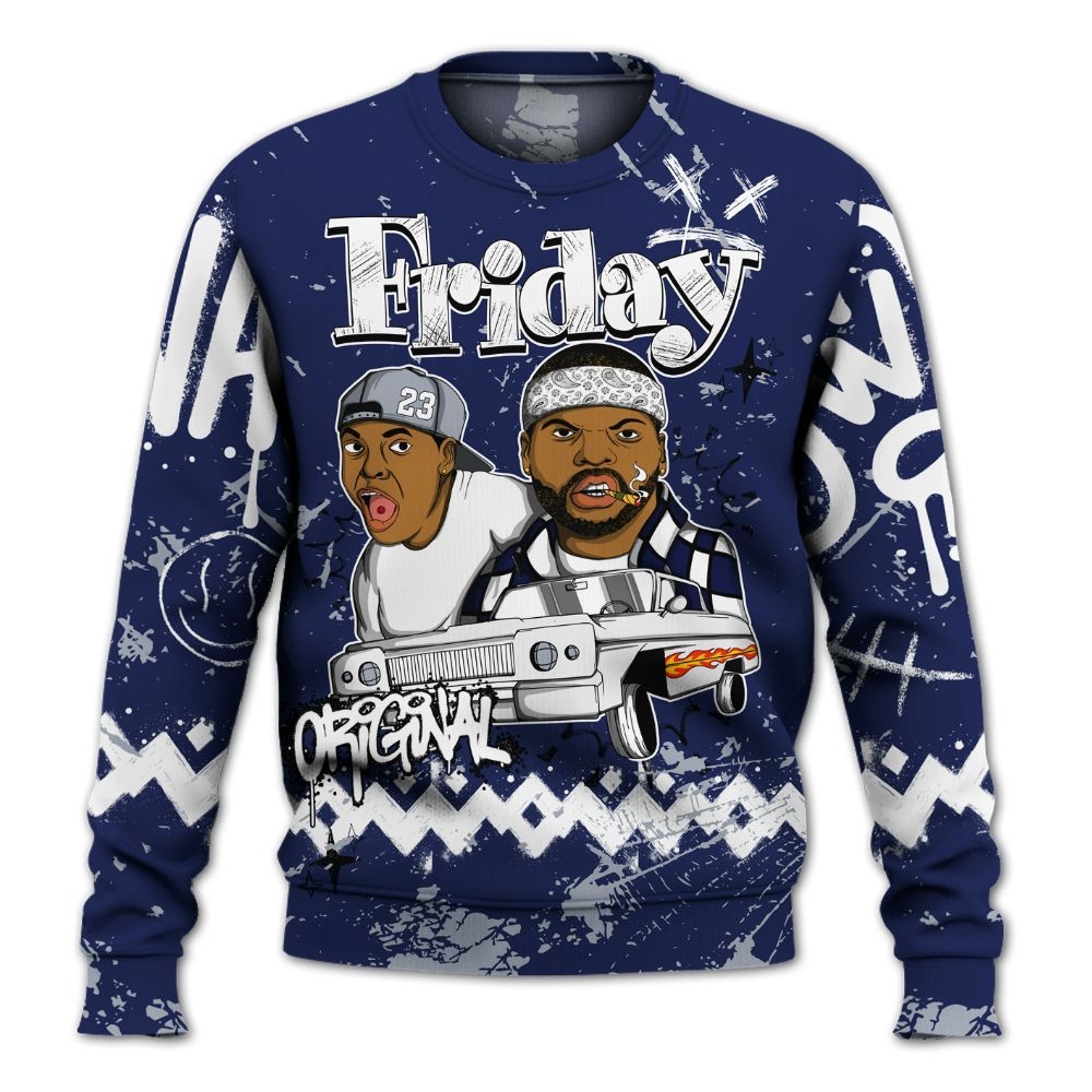 Sweatshirt To Match Midnight Navy 11s - Friday Sneaker Crayon All Over Print