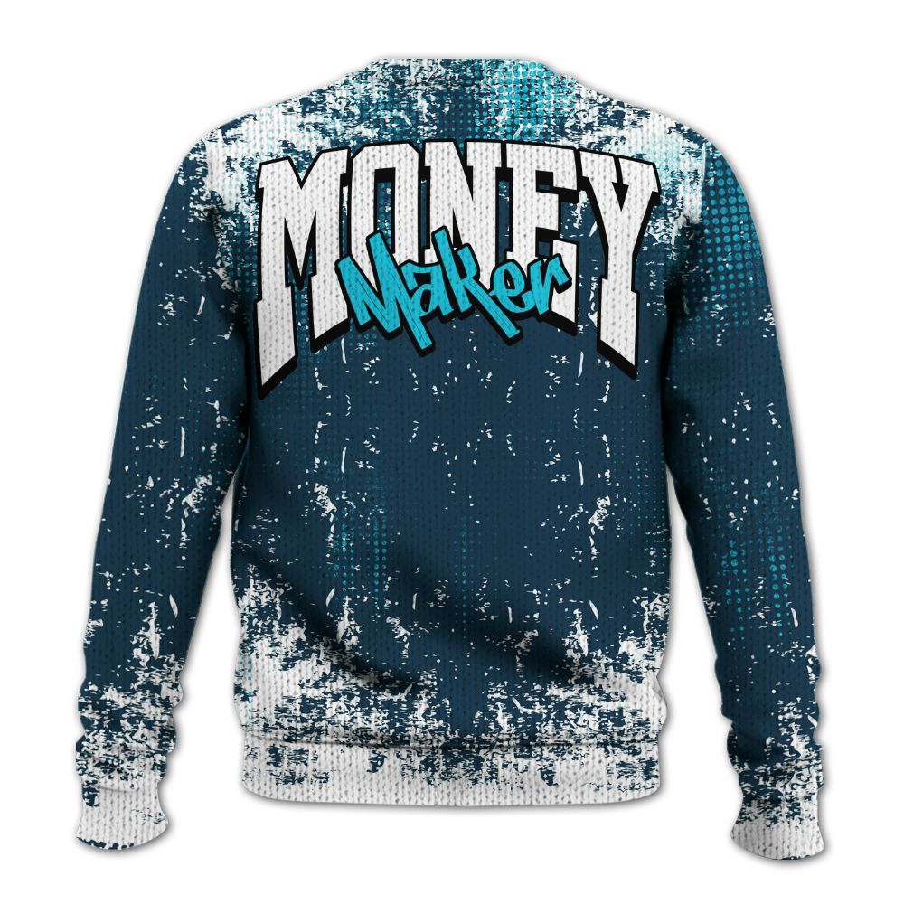 Knitted Sweater To Match Air Navy Baltic Blue - Move In Silence Money Street Retro