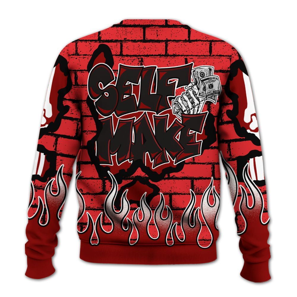 Sweatshirt To Match Chile Red 9s - Self Make Skeleton Crashed All Over Print