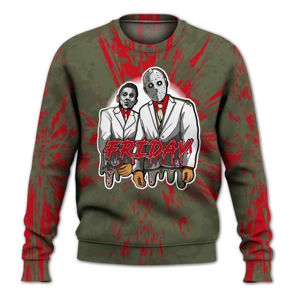 Sweatshirt To Match Travis Scott Low OG Medium Olive 1s - Friday Halloween Graphic Luxury All Over Print