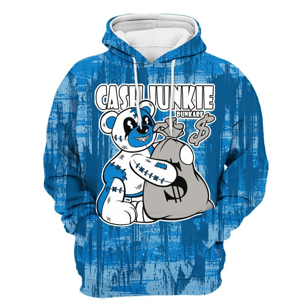 Hoodie To Match Industrial Blue 4s - Cashs Junkie Bear Glitch Art All Over Print