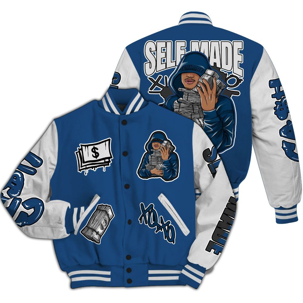 Varsity Jacket To Match High OG Midnight Navy 1s - Selfmade Unique All Over Print