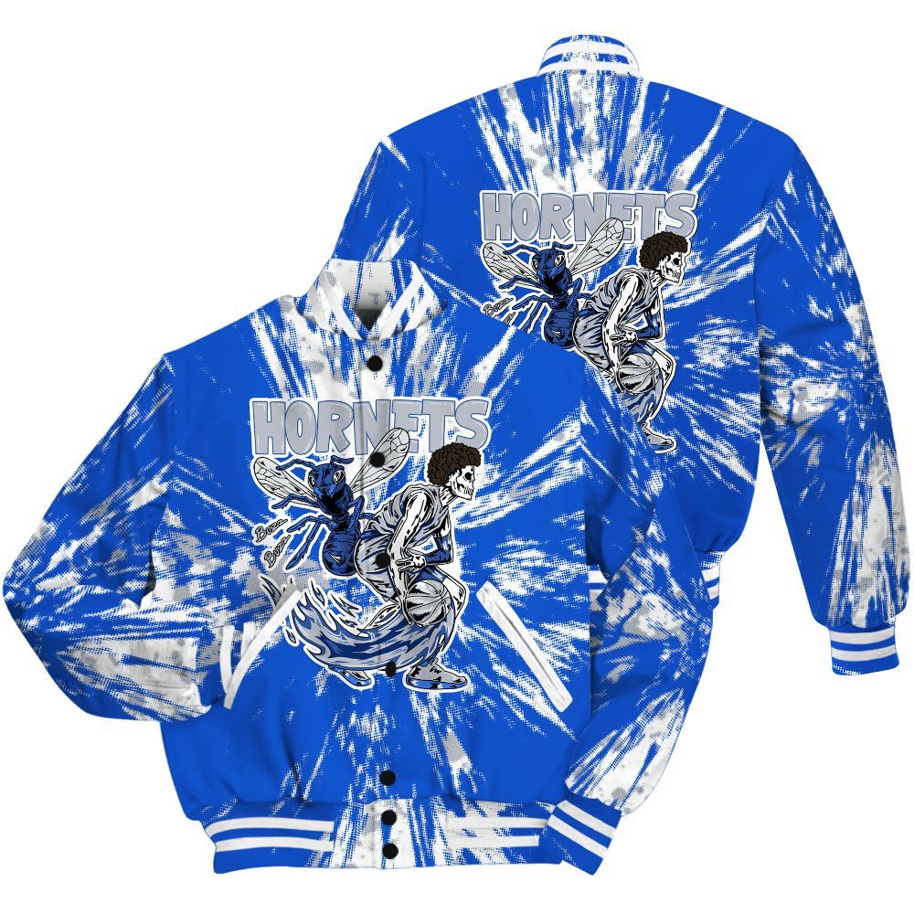 Varsity Jacket To Match Air Foamposite One Royal Shirt - Hornets Skeleton Luxury All Over Print