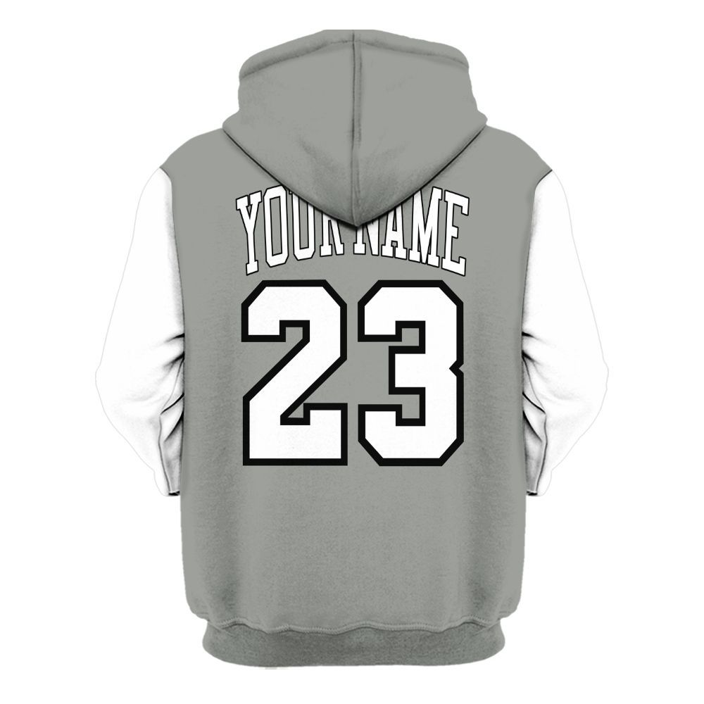 Hoodie To Match Paris Cement Grey 4s Varsity Jacket, Custom Name Number 23 Drip All Over Print