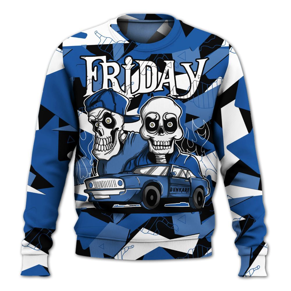 Sweatshirt To Match Low Space Royal 11s - Friday Funny Retro All Over Print