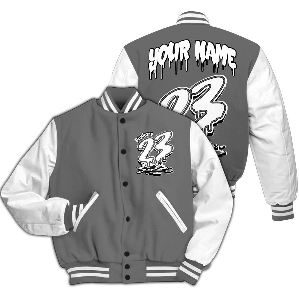 Varsity Jacket To Match Cool Grey 6s - Custom Name 23 Drip All Over Print