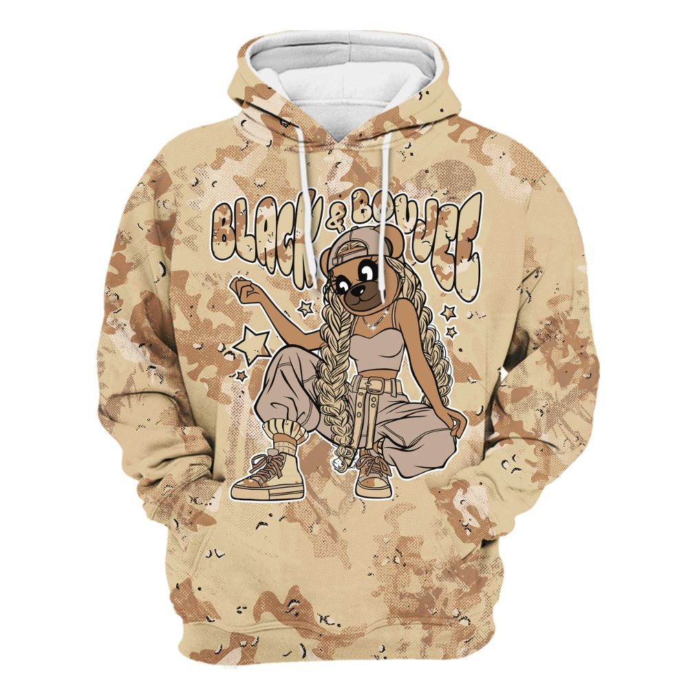 Hoodie To Match Desert Camo 3s - Boujee Girls Bear Heart Grunge All Over Print