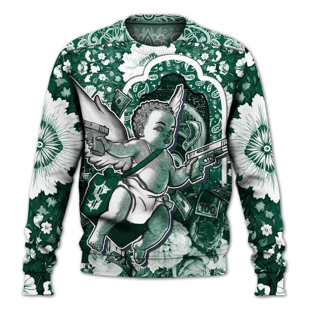 Sweatshirt To Match Oxidized Green 4s - Angel Money Bag All Over Print