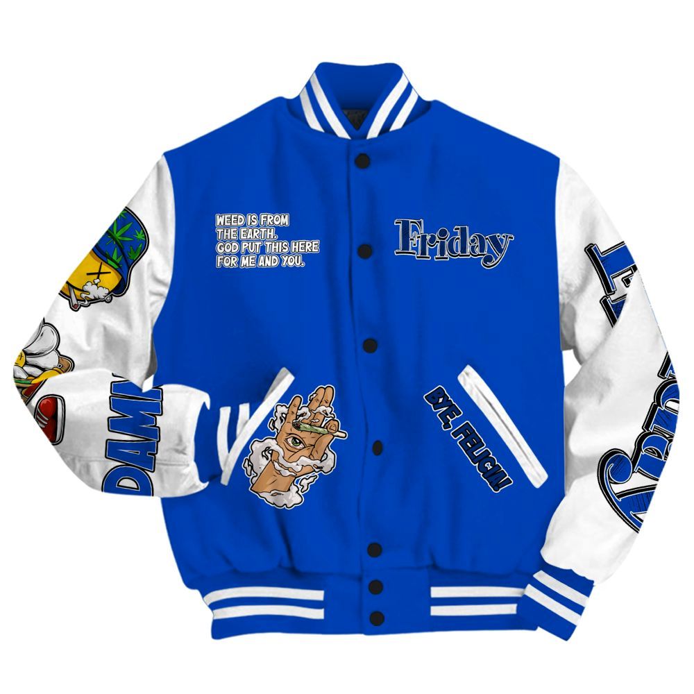 Varsity Jacket To Match Low Game Royal 1s - Friday Sneaker Stress Style All Over Print