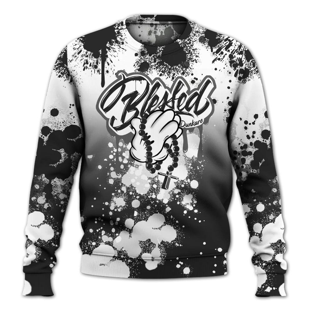 Sweatshirt To Match Black Cat NET 4s - God Blessed Ink Drip All Over Print