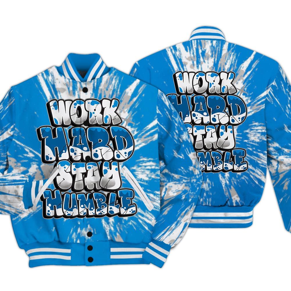 Varsity Jacket To Match Industrial Blue 4s - Working Hard And Humble Luxury Varsity Jacket Unisex