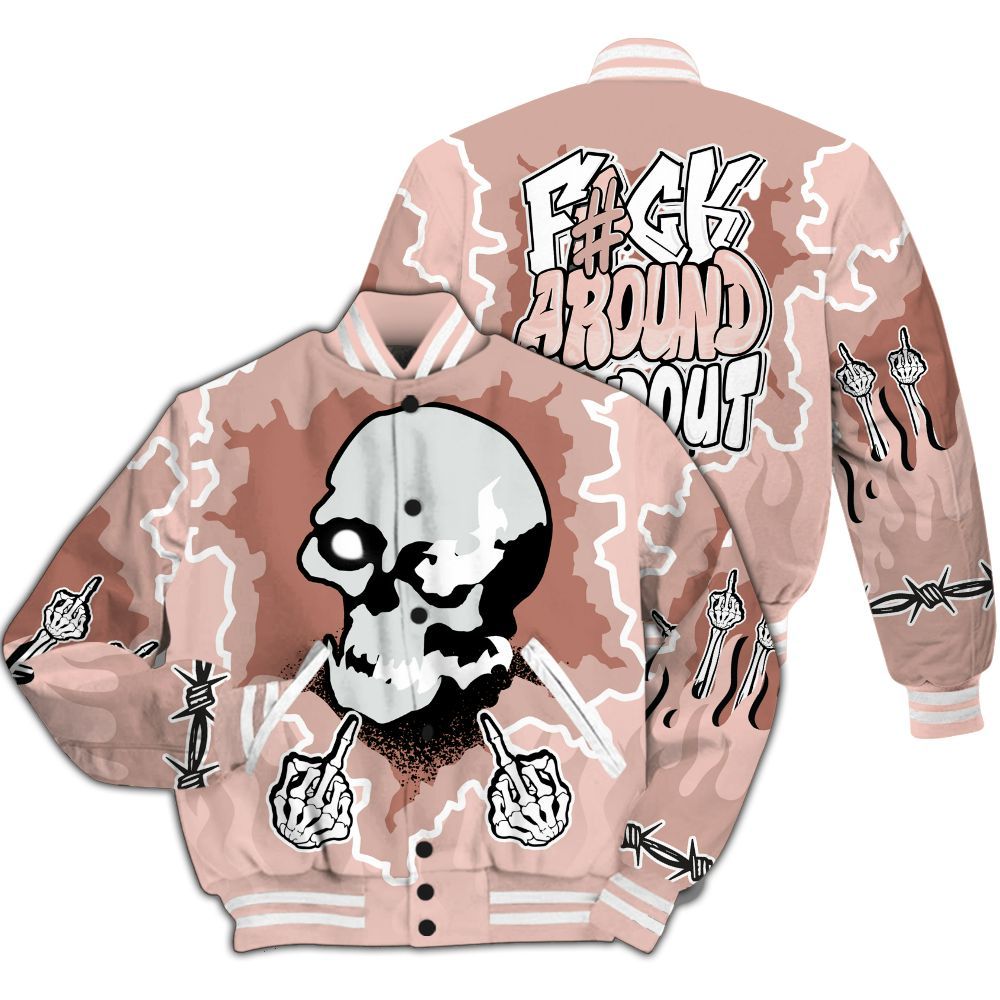 Varsity Jacket To Match Low Legend Pink 11s - F Around Find Out Graphic Trapped All Over Print