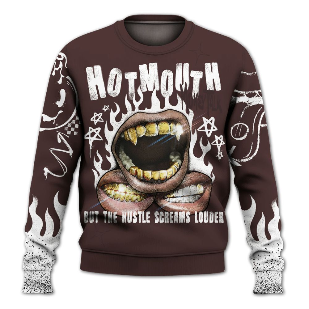 Sweatshirt To Match Burgundy Crush 3s - Mouth Burning Street Style All Over Print