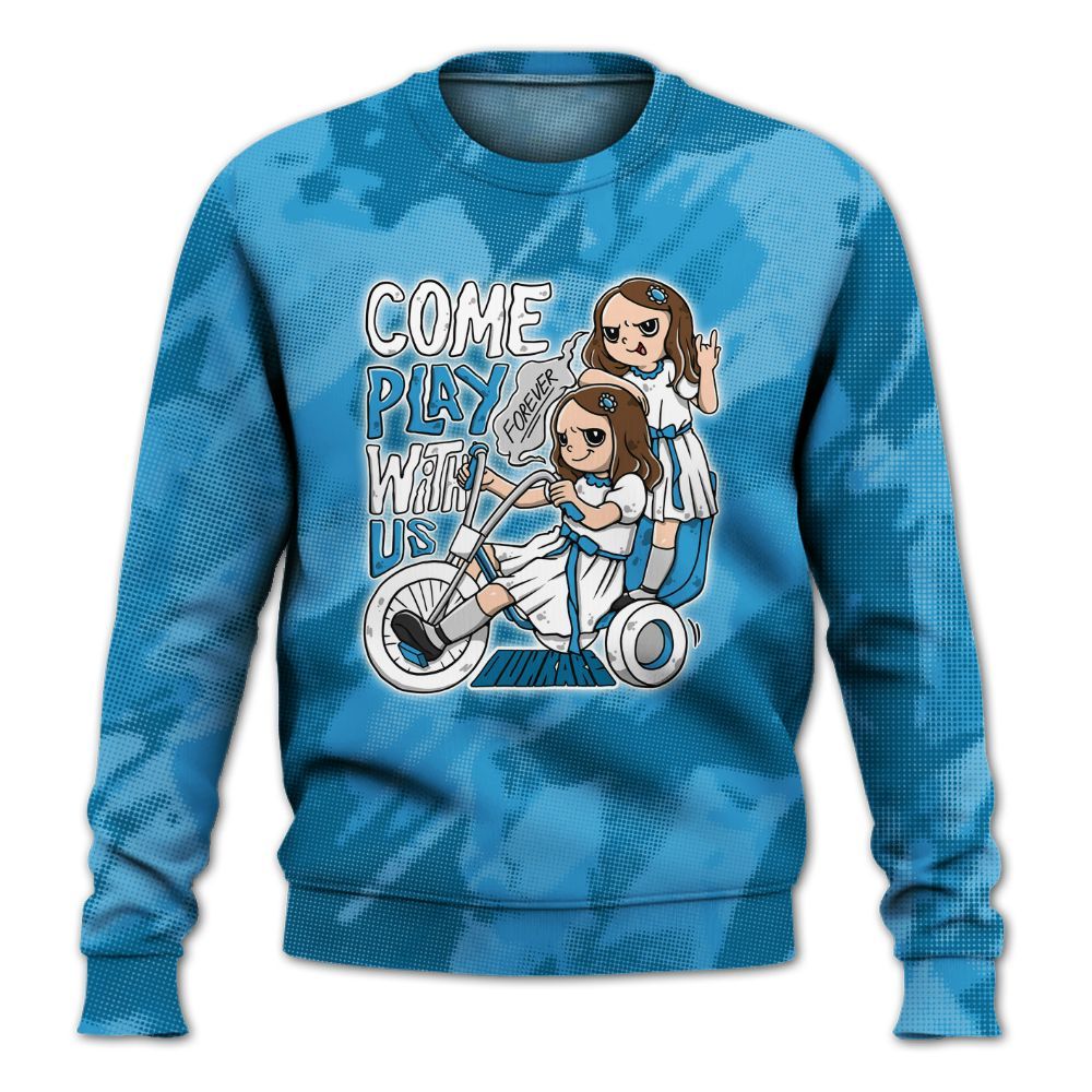 Sweatshirt To Match Powder Blue 9s - Come Hangout Halloween Abstract Halftone All Over Print