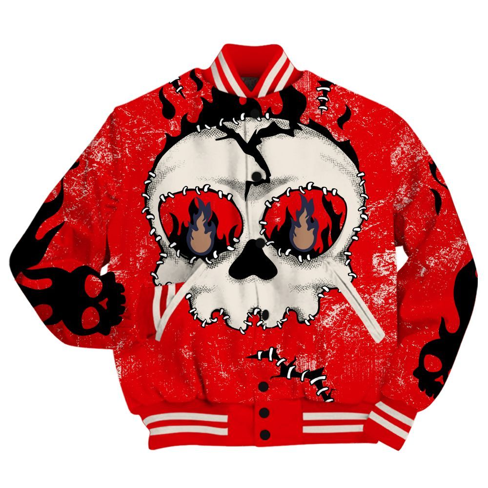 Varsity Jacket To Match Low OG Howard University 1s Shirt, Cracked Skull Stitches All Over Print