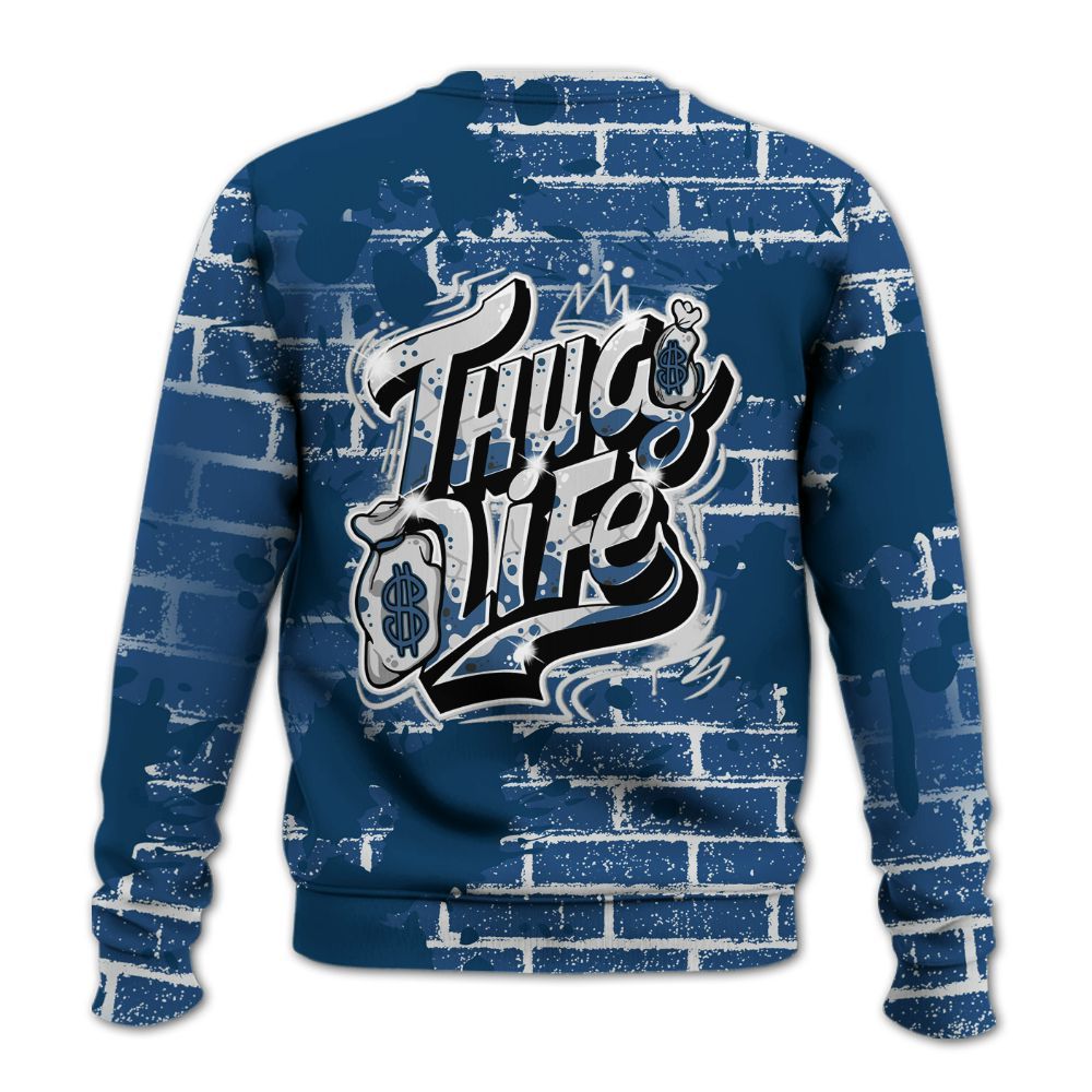 Sweatshirt To Match High OG Midnight Navy 1s - Free Thug Living Graphic Brick Art All Over Print