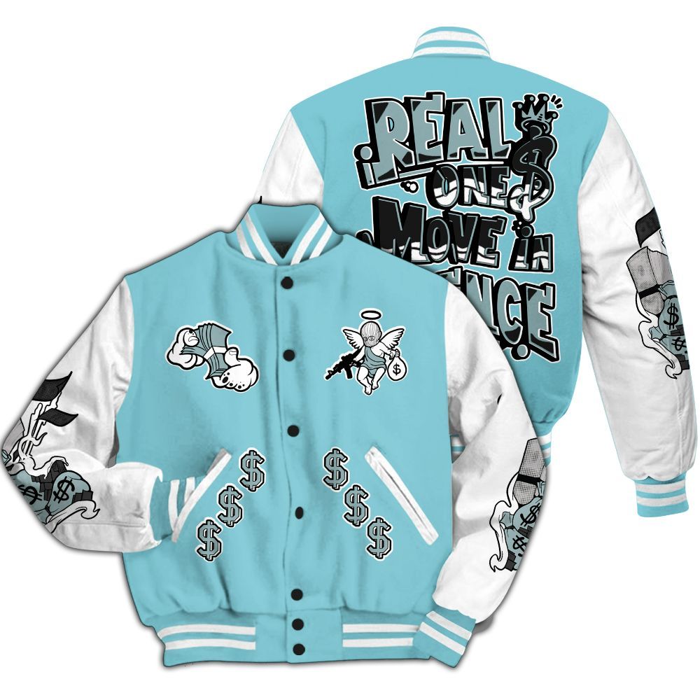 Varsity Jacket To Match Low Legend Blue 11s - Ones Move In Silence Graphic All Over Print