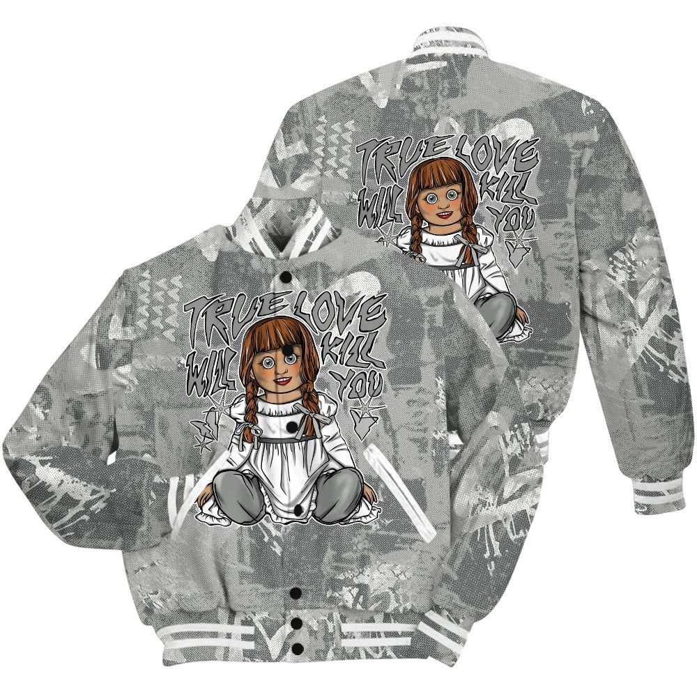 Varsity Jacket To Match Retro Wet Cement 4s Shirt - Genuine Loves Bear Heart Grunge All Over Print