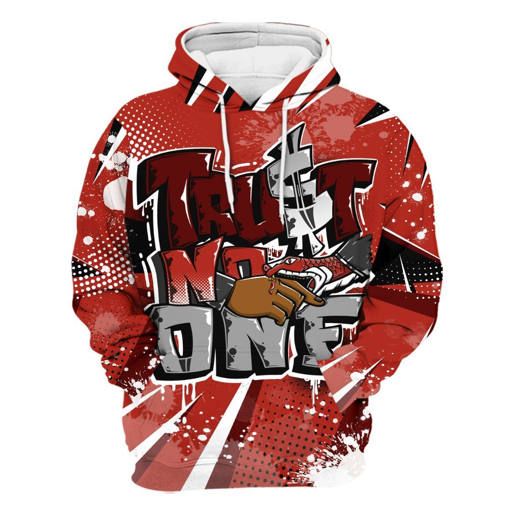 Hoodie To Match SP Firewood Orange 4s - Poly Trust No One Dripping All Over Print