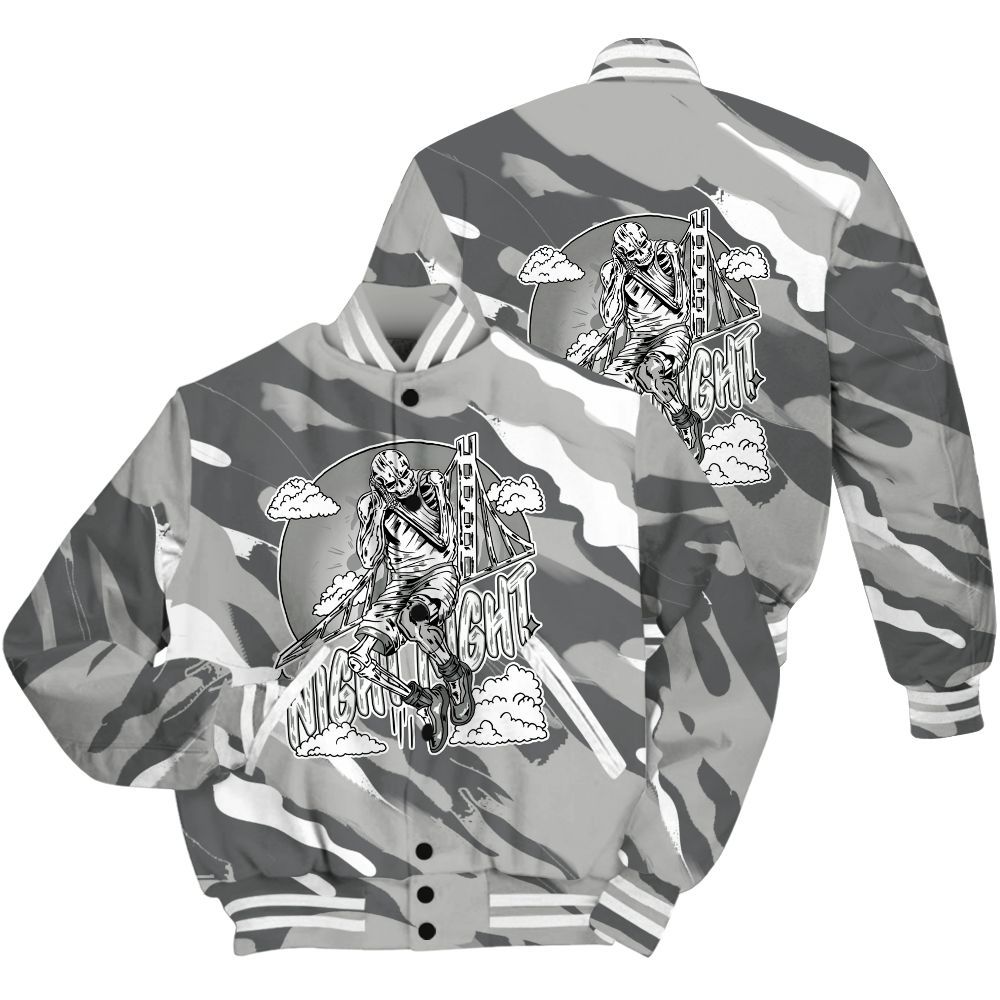 Varsity Jacket To Match Retro Wet Cement 4s Shirt - Seeya Skeleton Colored All Over Print