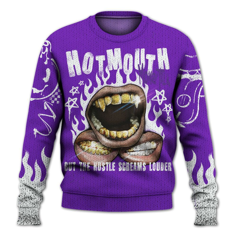 Knitted Sweater To Match Retro Dark Iris 3s - Mouth Burning Street Style