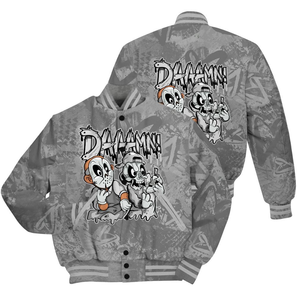 Varsity Jacket To Match Black Wolf Grey 12s Shirt - Damn Shoe Graphic Heart Grunge All Over Print