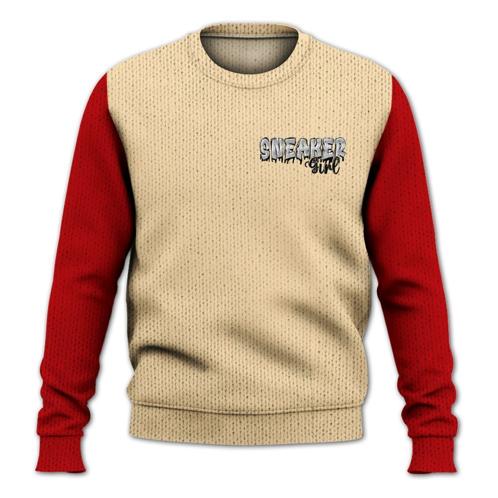 Knitted Sweater To Match Dunk Low Strawberry Waffle, Custom Name Sneaker Girl Money