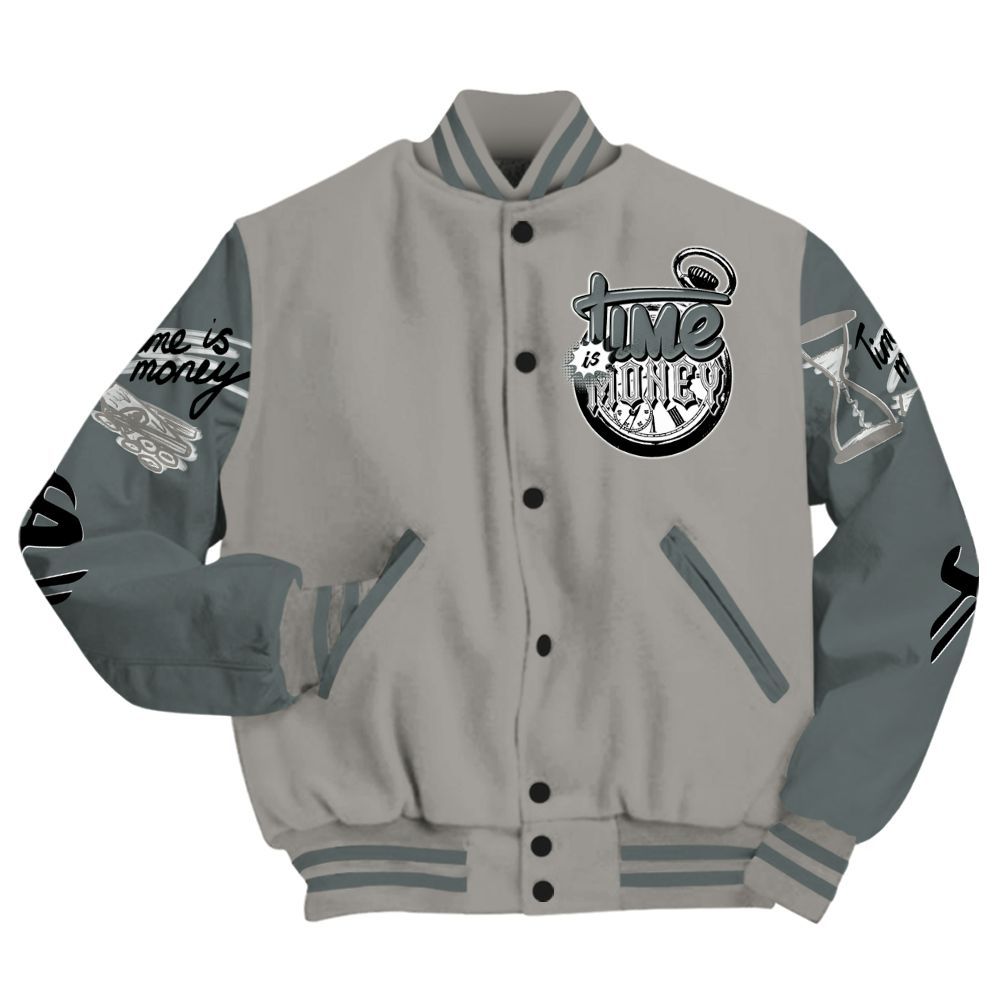 Varsity Jacket To Match Cool Grey 9s - Time Is Money All Over Print