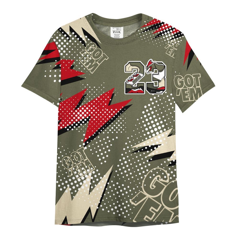 Shirt To Match Low OG Medium Olive 1s - Custom Name Number 23 5s All Over Print