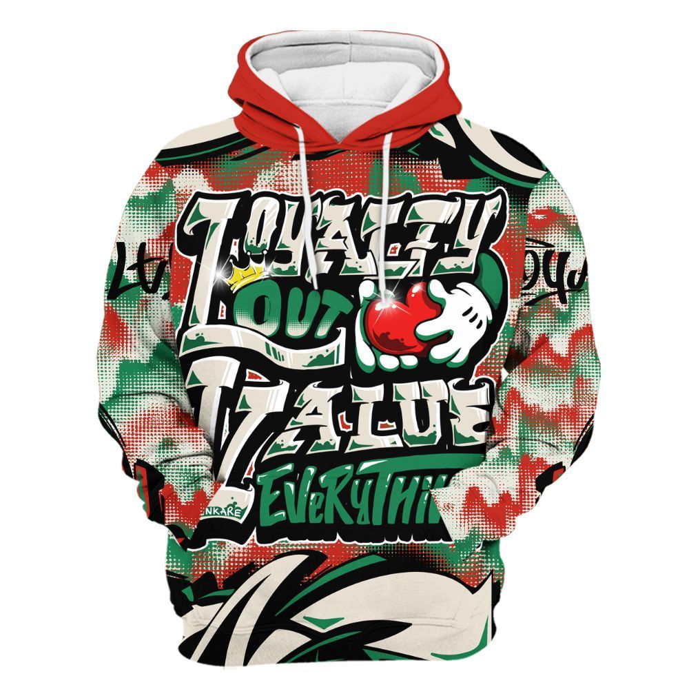 Hoodie To Match Retro El Vuelo 3s Shirt, Loyalty Out Value Graffiti All Over Print