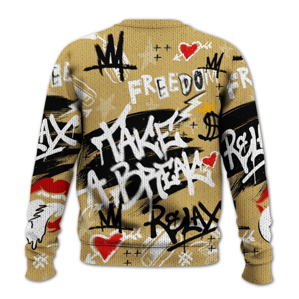 Knitted Sweater To Match Craft Paris 6s - Take Break Freedom Graffiti Streetwear