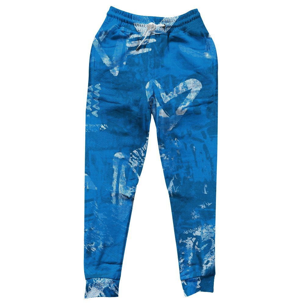 Sweatpant To Match Military Blue 4s - Heart Grunge All Over Print