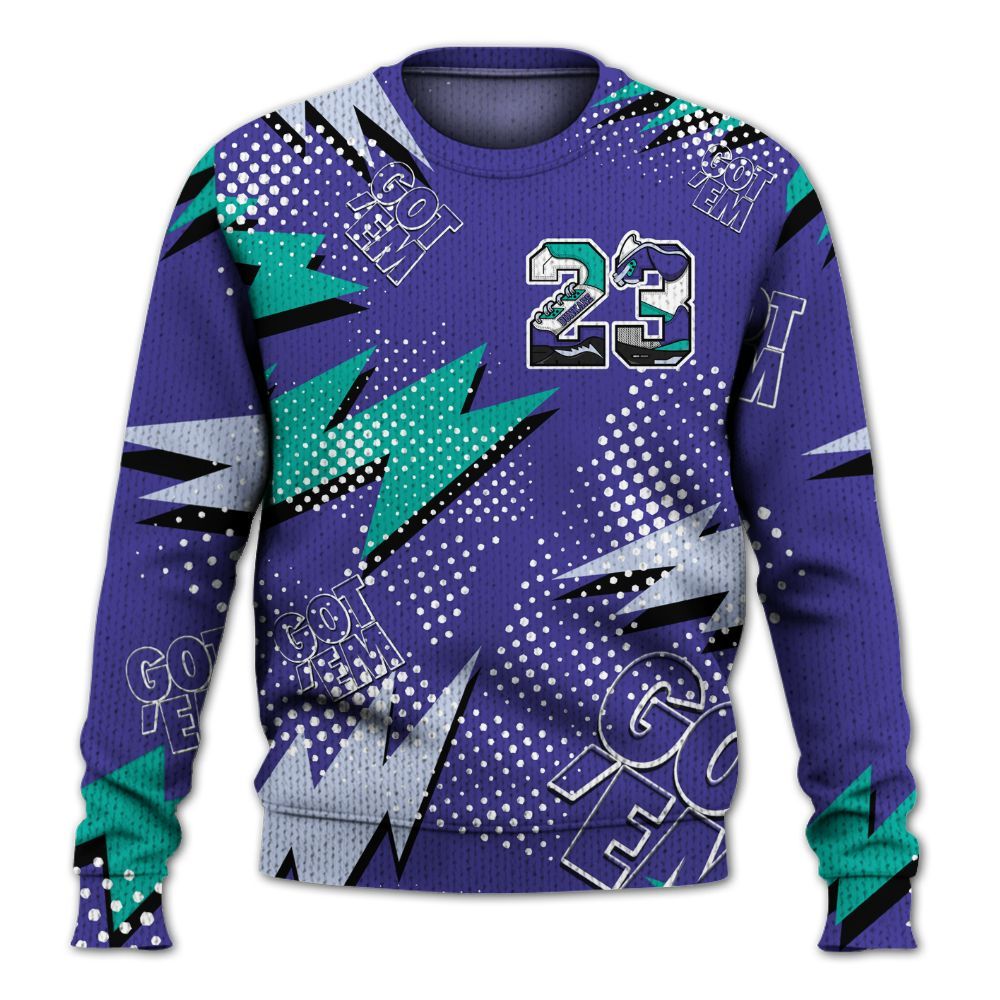 Sweater To Match Retro Grape 5s - 23 Custom Name 5s Graphic