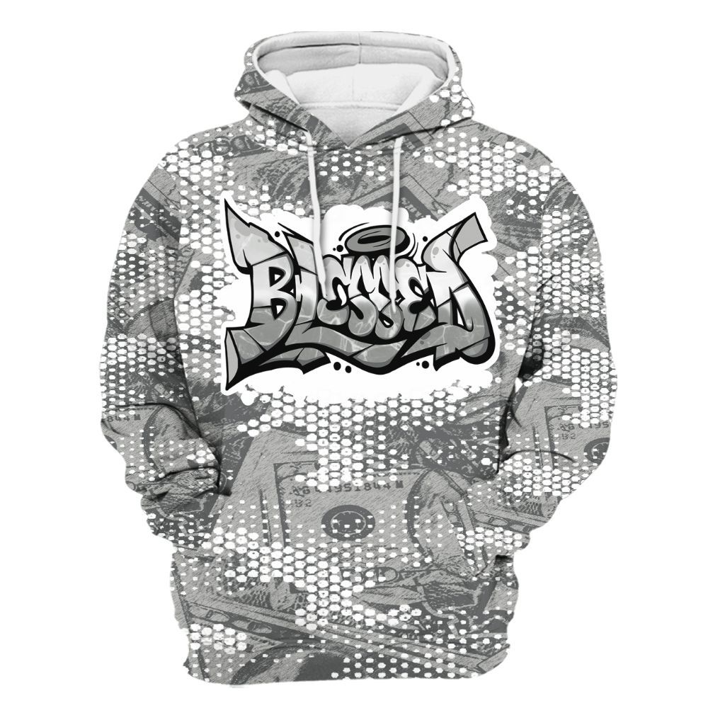 Hoodie To Match Retro Wet Cement 4s - Blessing Graphic Banknotes All Over Print