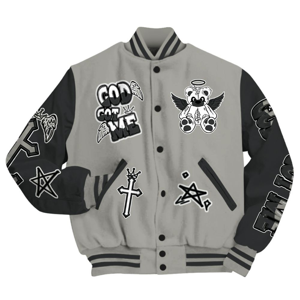 Varsity Jacket To Match High Satin Shadow 1s - Gods Guides Me Bear All Over Print