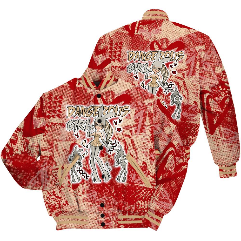 Varsity Jacket To Match Dunk Low Strawberry Waffle Shirt - Dangerous.Girl Heart Grunge All Over Print