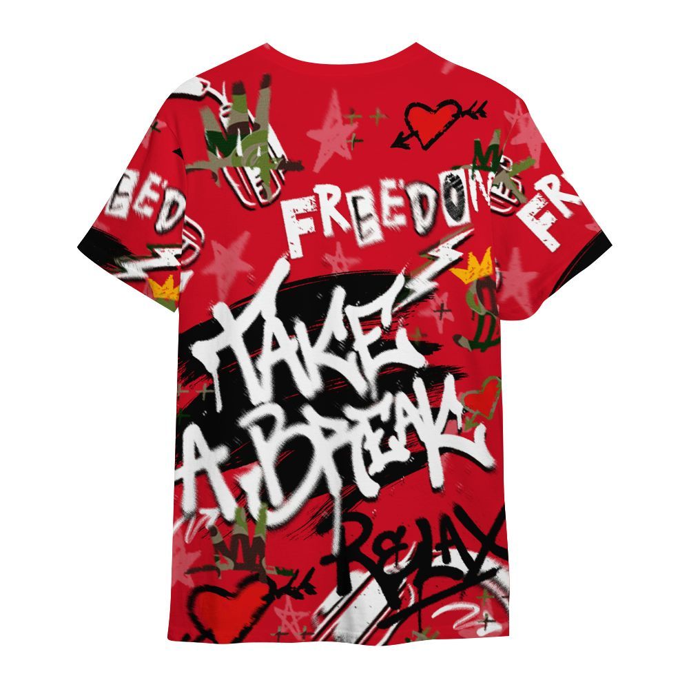 Shirt To Match Air Max 90 Duck Camo Red - Take Break Freedom Graffiti Streetwear All Over Print