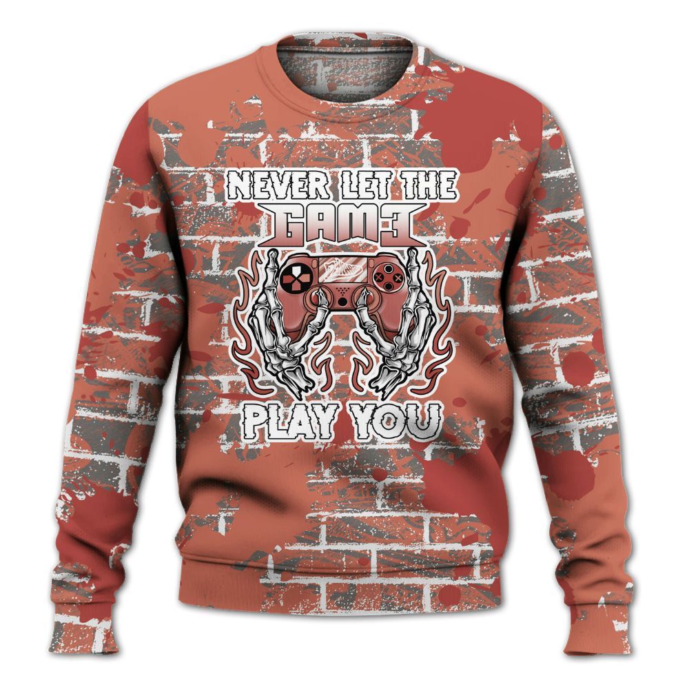 Sweatshirt To Match Dune Red 13s - PlayGame Skull Brick All Over Print