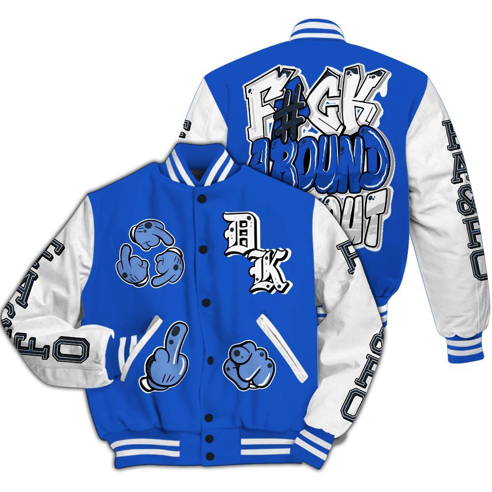 Varsity Jacket To Match Retro Stealth 5s - F Around Find Out Graphic All Over Print