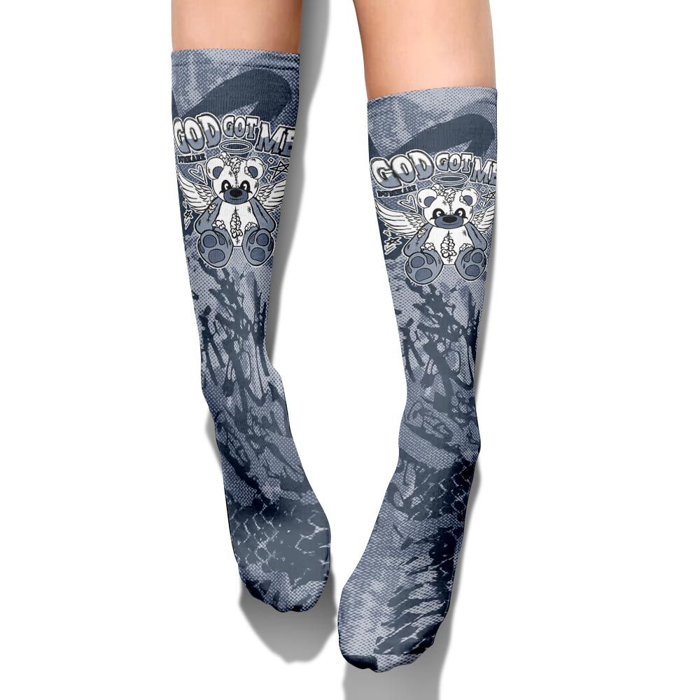 Sock To Match Low Diffused Blue 11s - Gods Guides Me Bear Heart Grunge